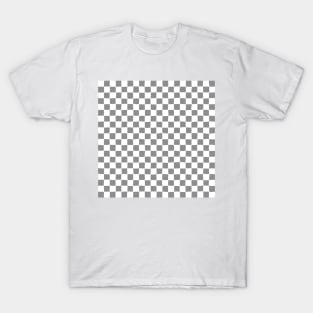 Wonky Checkerboard, White and Grey T-Shirt